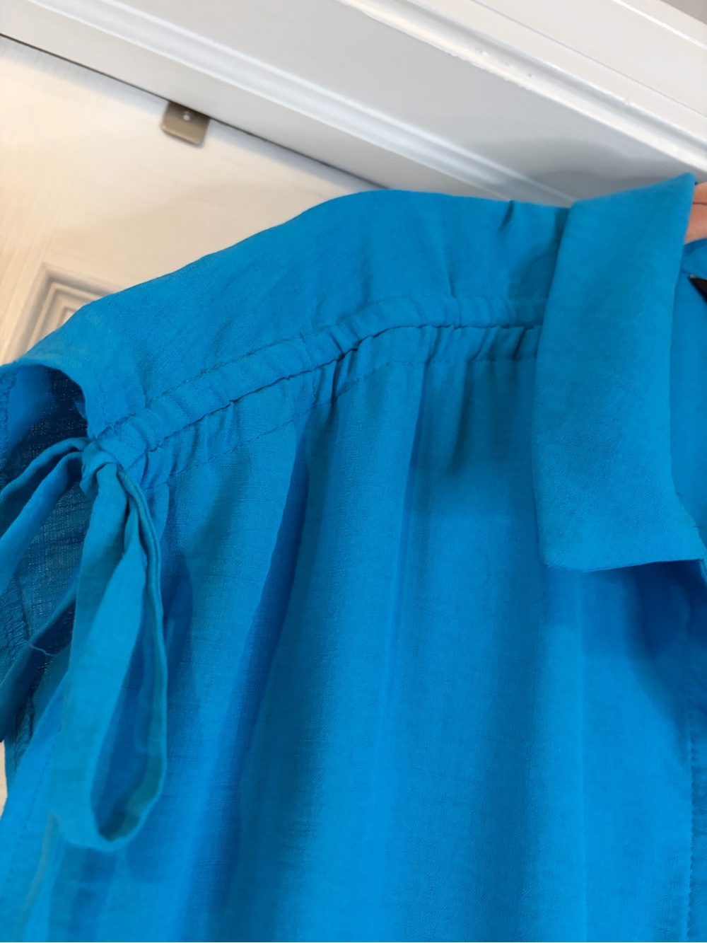 Maggy London Turquoise Tie-Waist Midi Shirt Dress - Picture 4 of 9